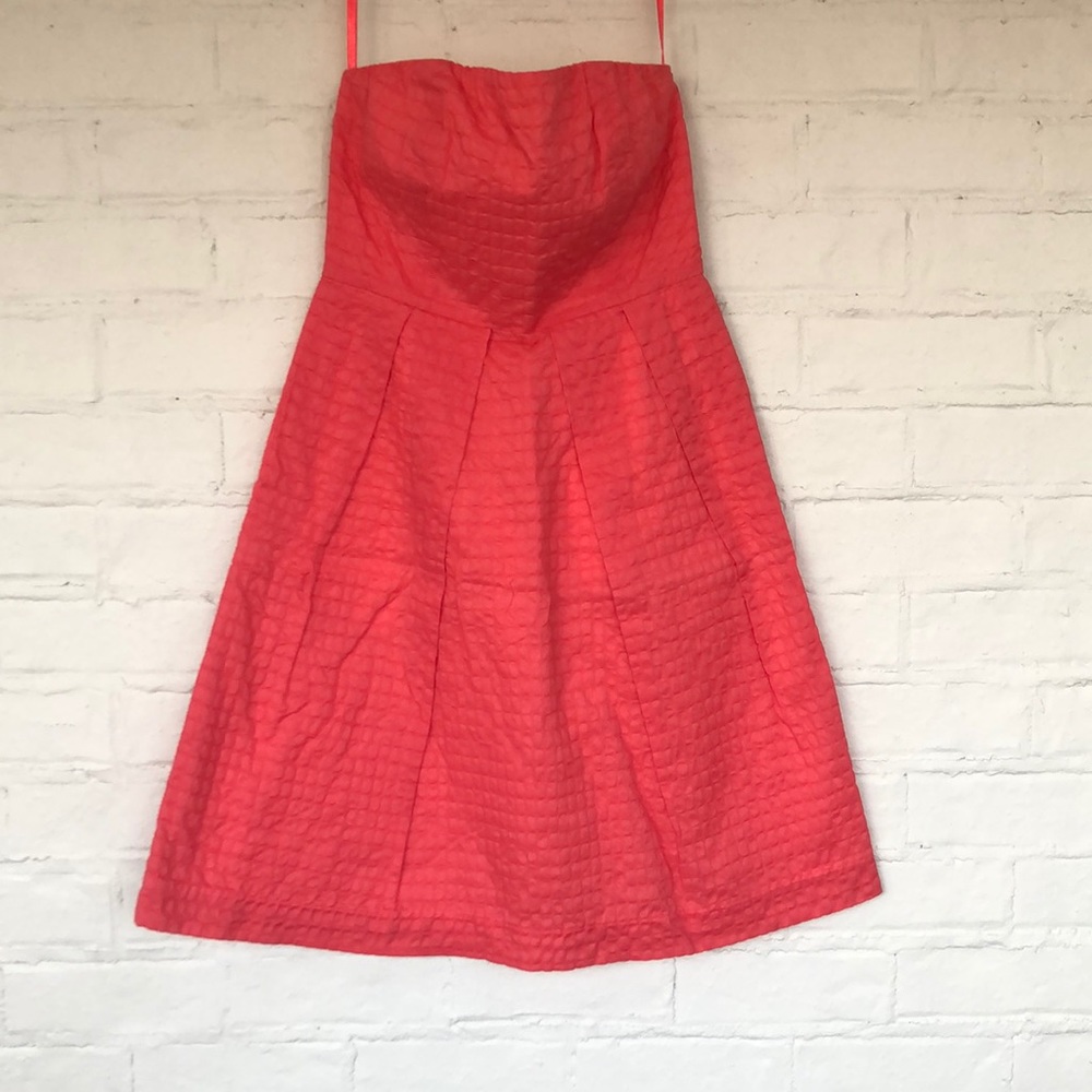 J.Crew textured coral strapless dress, size 0